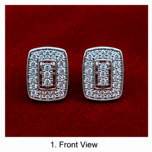 925 Sterling Silver Rectangular Stud Earrings