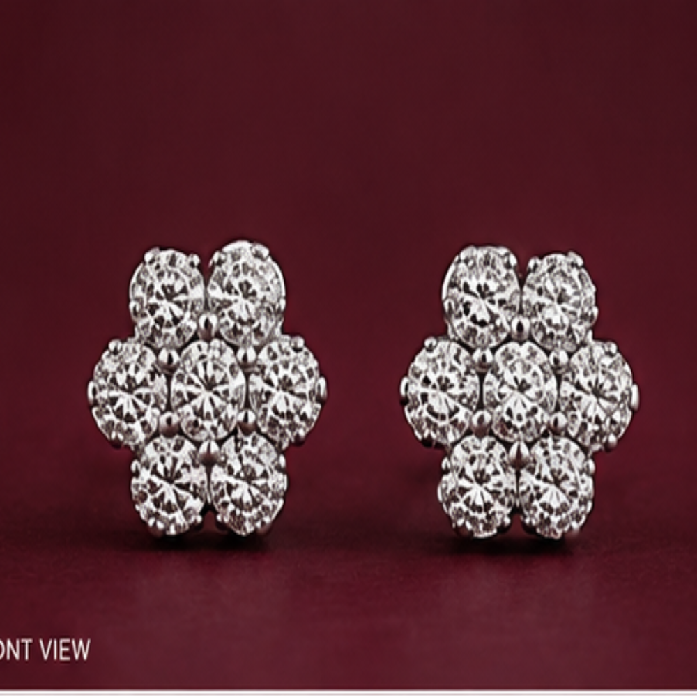 925 Sterling Silver Floral Cluster Stud Earrings – Sparkling Flower Design