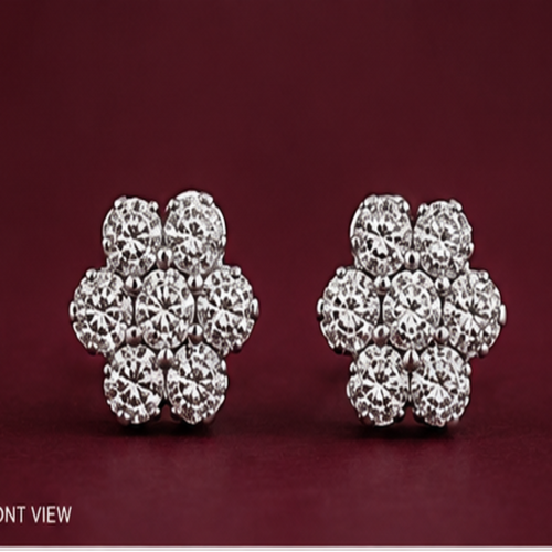 925 Sterling Silver Floral Cluster Stud Earrings – Sparkling Flower Design