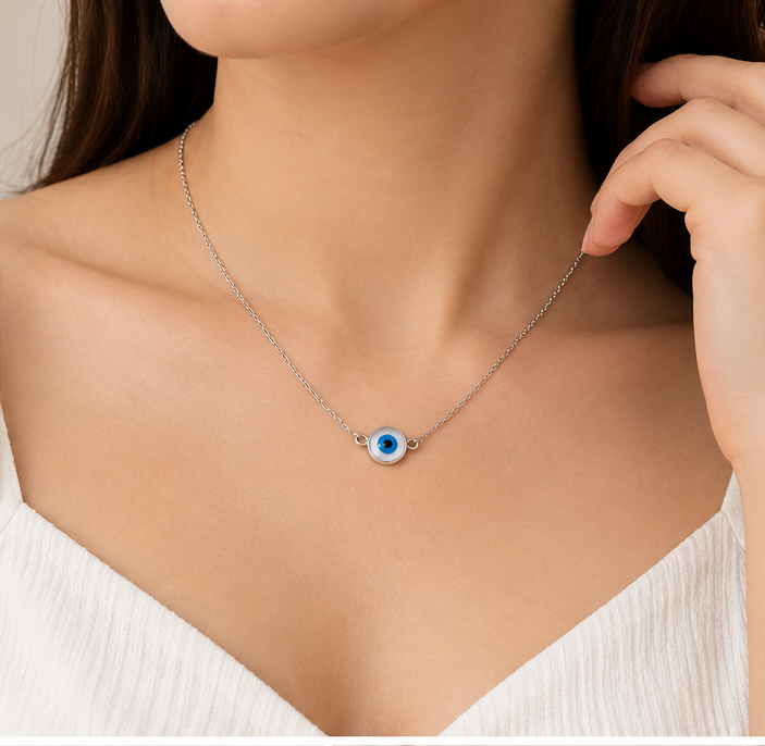 Silver Evil Eye Necklace