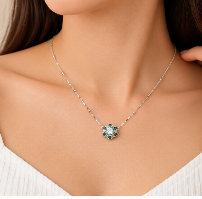 Green flower necklace