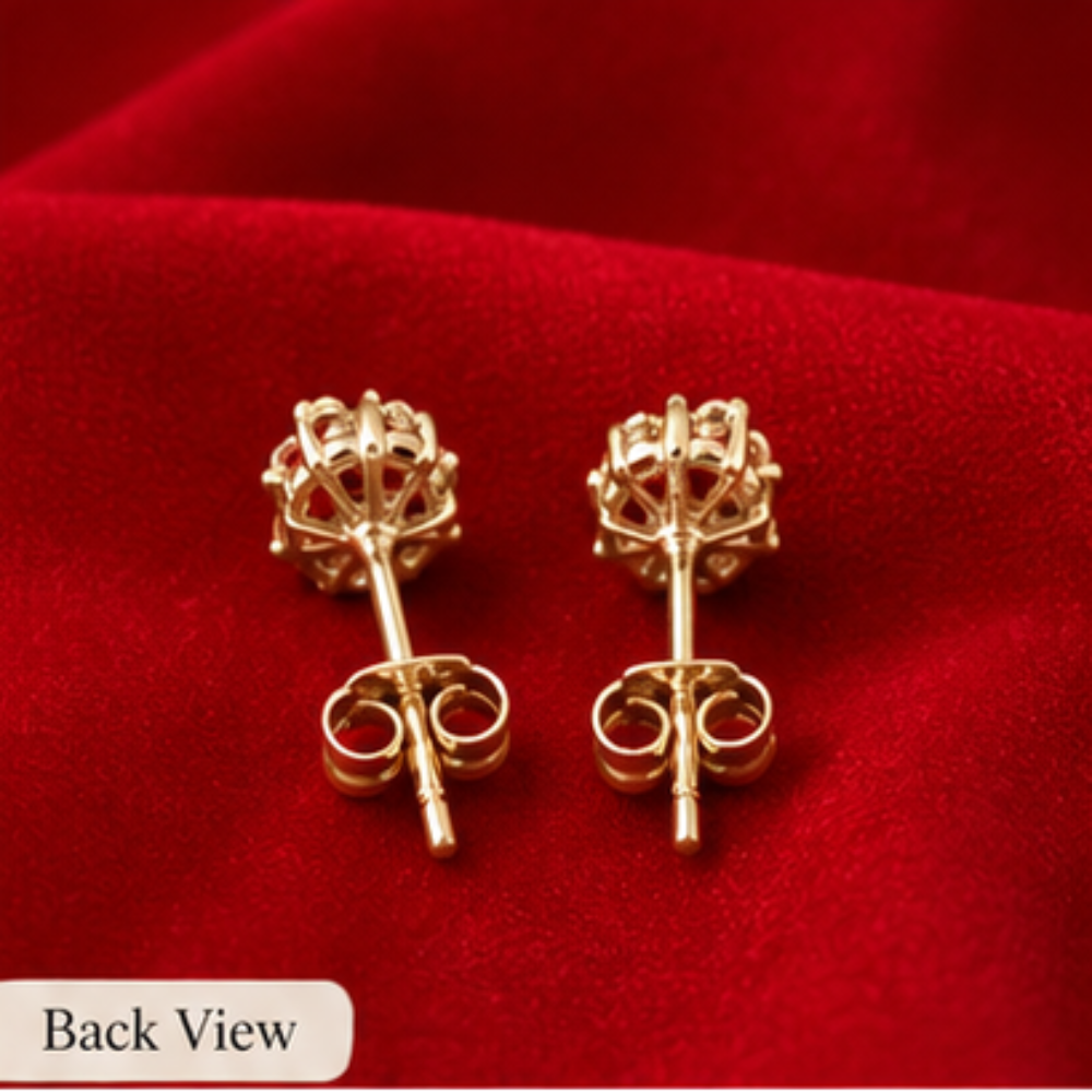 Classic Round Faceted Stud Earrings