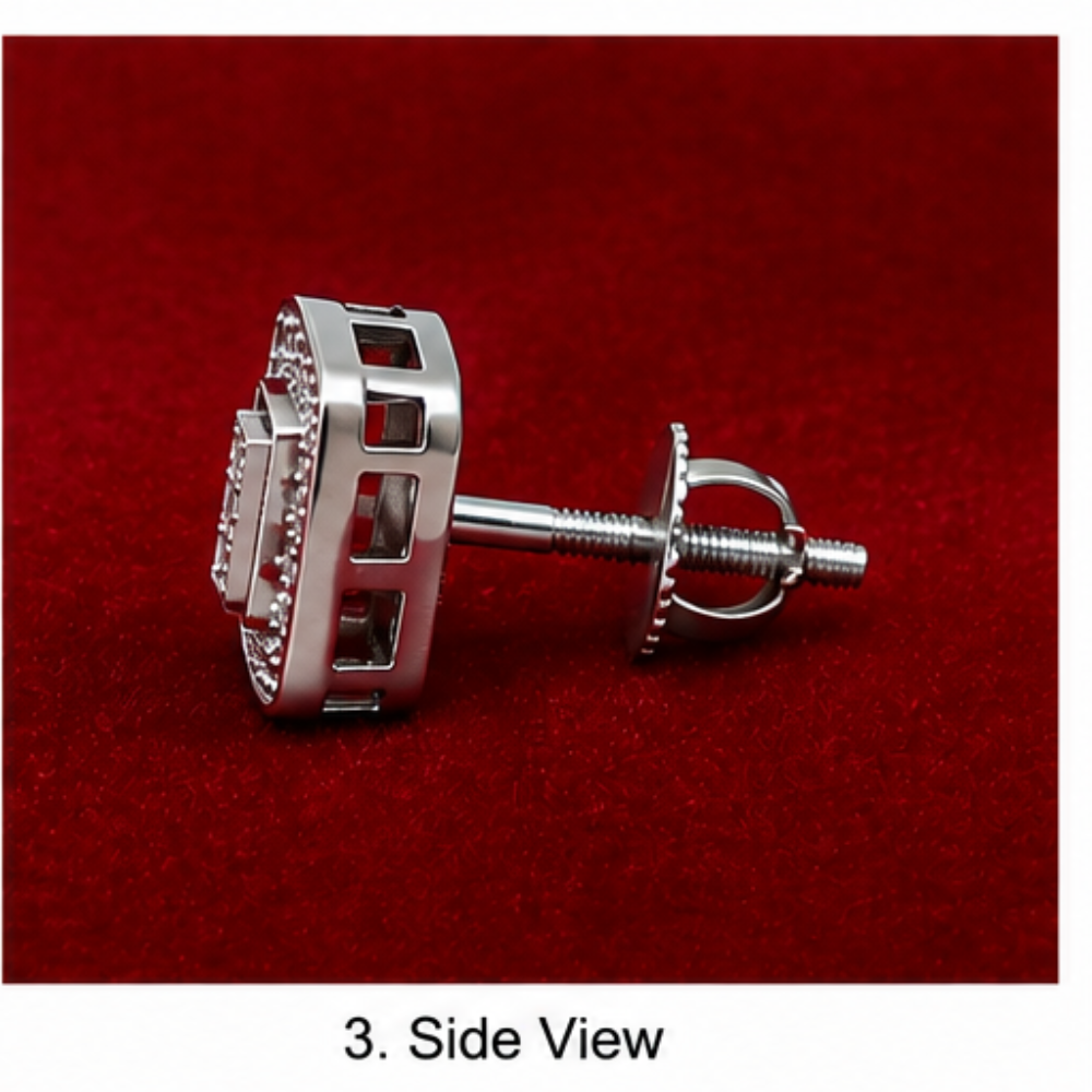 925 Sterling Silver Rectangular Stud Earrings