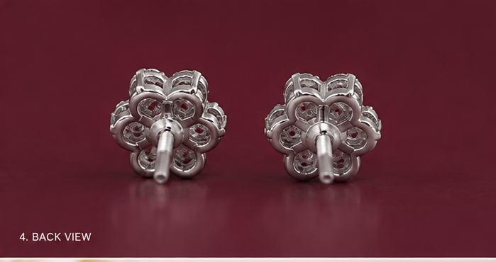 925 Sterling Silver Floral Cluster Stud Earrings – Sparkling Flower Design
