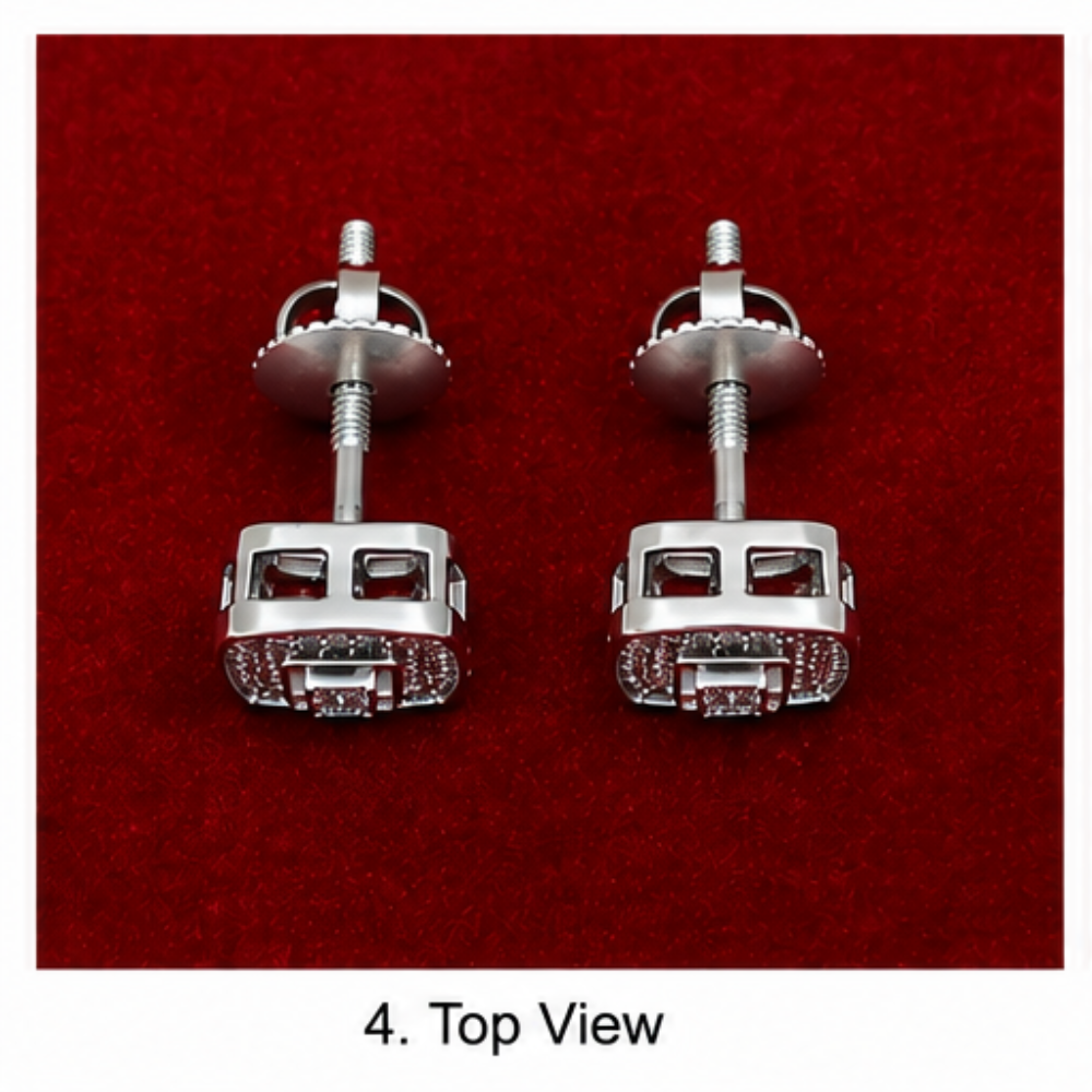 925 Sterling Silver Rectangular Stud Earrings
