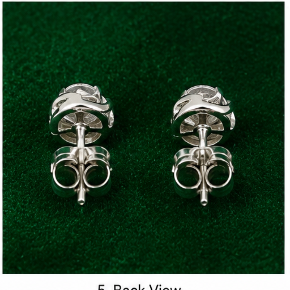 925 Sterling Silver Round Cluster Stud Earrings