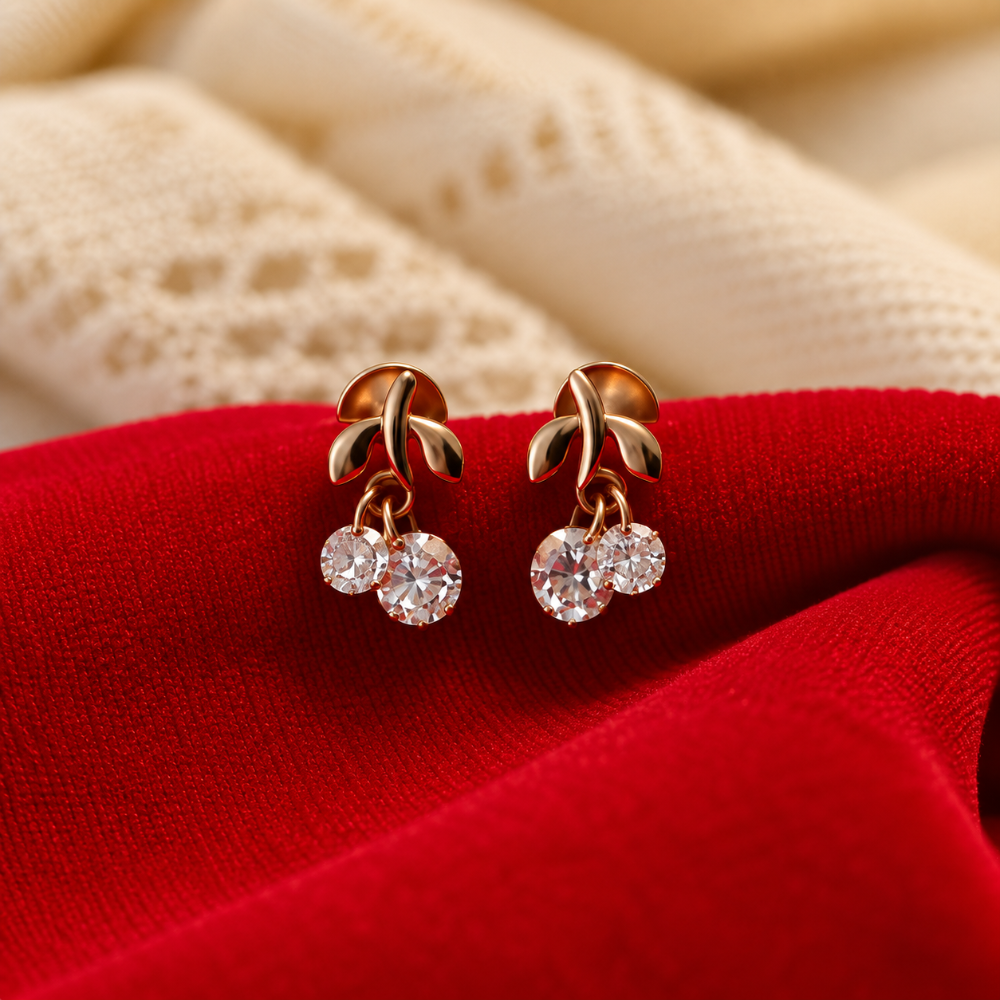 Elegant Floral Cluster Drop Stud Earrings