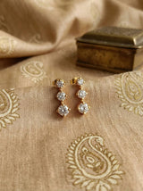 Elegant Crystal Leaf Gold Earrings