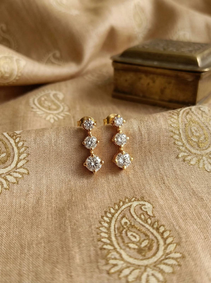 Elegant Crystal Leaf Gold Earrings