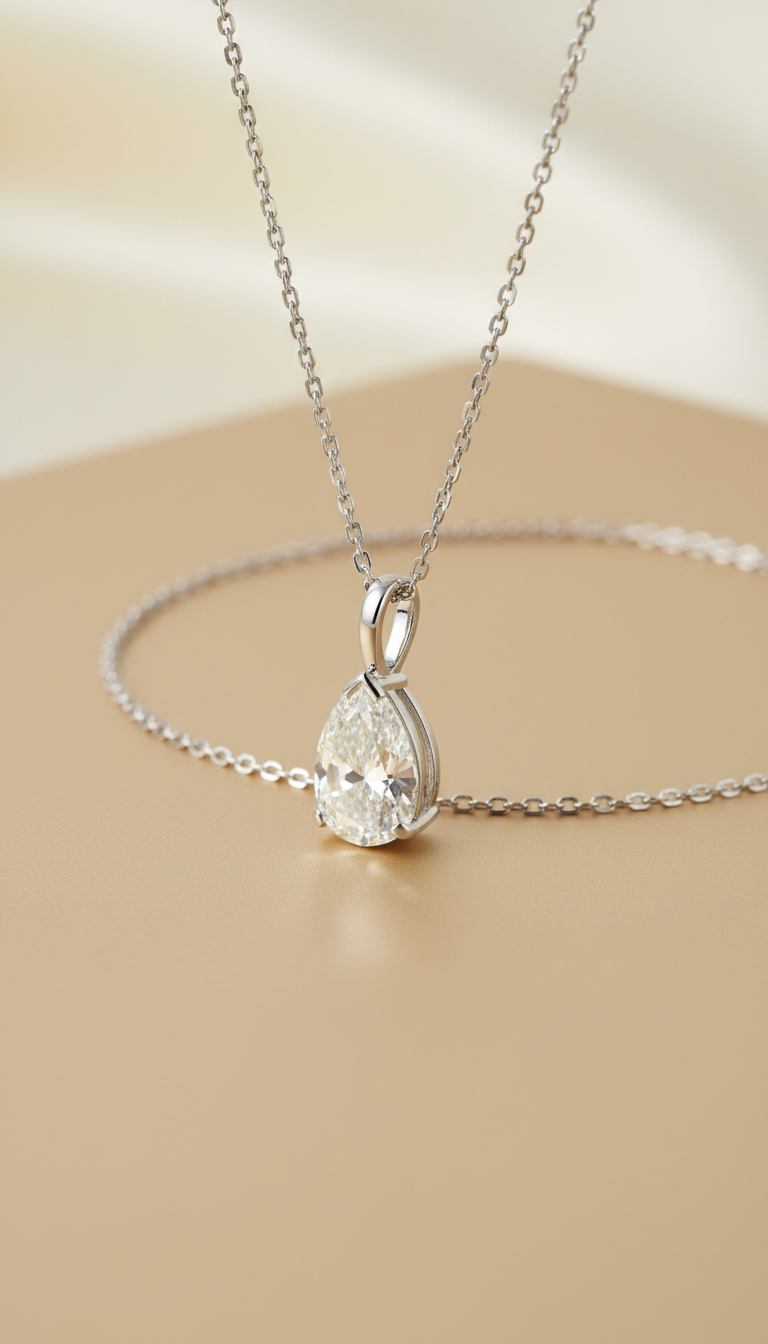 Pear-Shaped Diamond Pendant Necklace