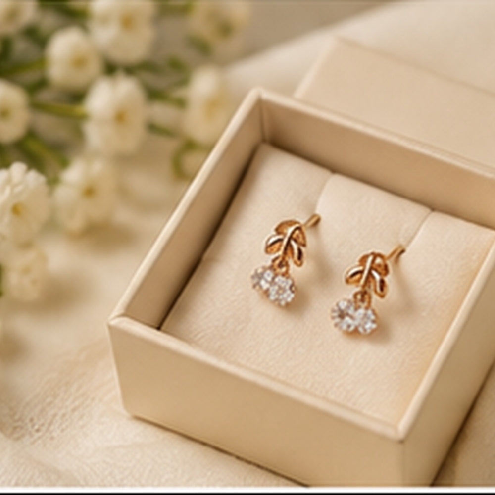 Elegant Floral Cluster Drop Stud Earrings