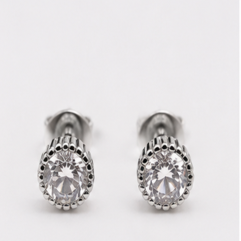 Classic Round Faceted Stud Earrings