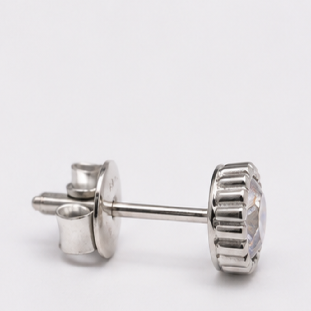 Classic Round Faceted Stud Earrings