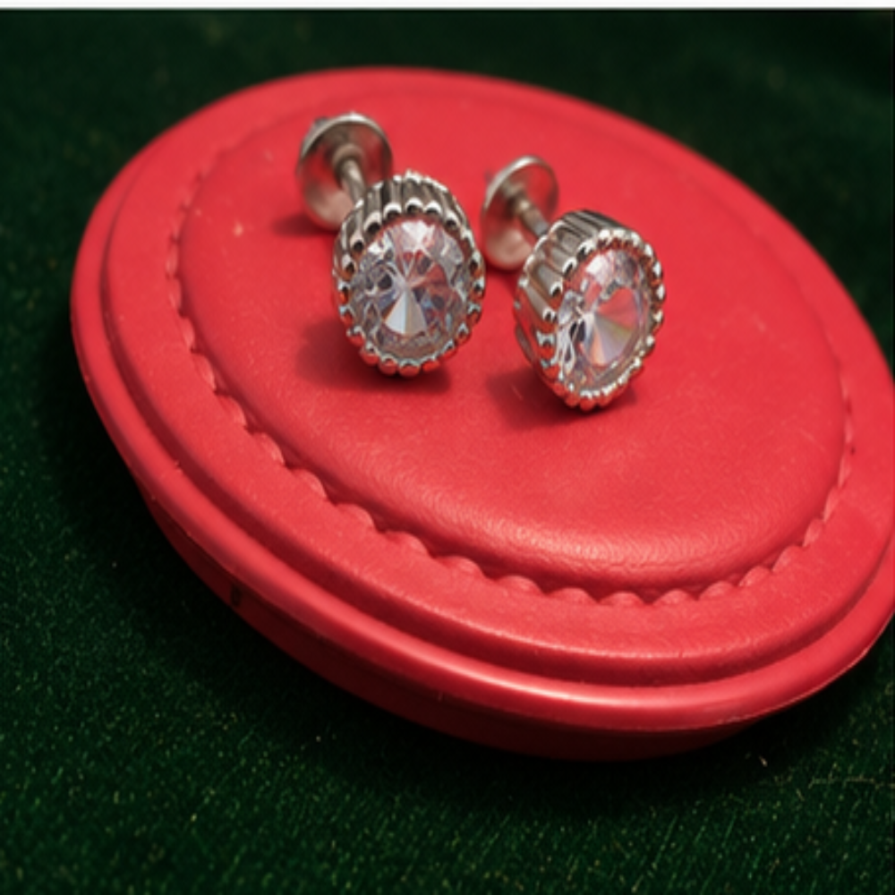 Classic Round Faceted Stud Earrings
