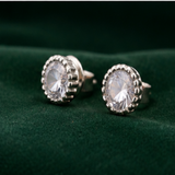 Classic Round Faceted Stud Earrings