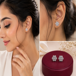 925 Sterling Silver Floral Cluster Stud Earrings – Sparkling Flower Design